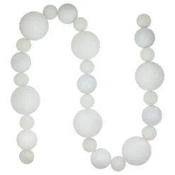 6' White Shatterproof Ball 3-Finish Christmas Garland
