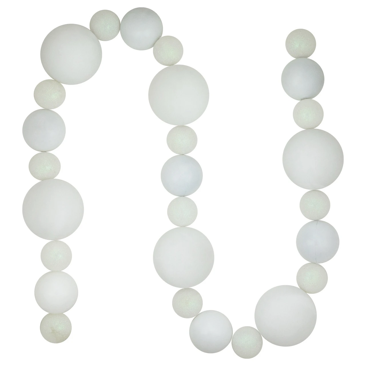6' White Shatterproof Ball 3-Finish Christmas Garland