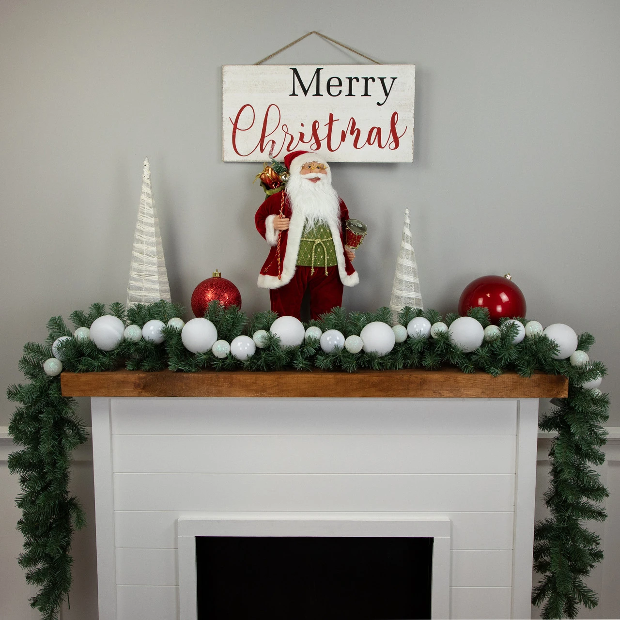 6' White Shatterproof Ball 3-Finish Christmas Garland - Image 2