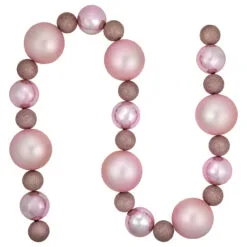 6' Pink Shatterproof Ball 3-Finish Christmas Garland