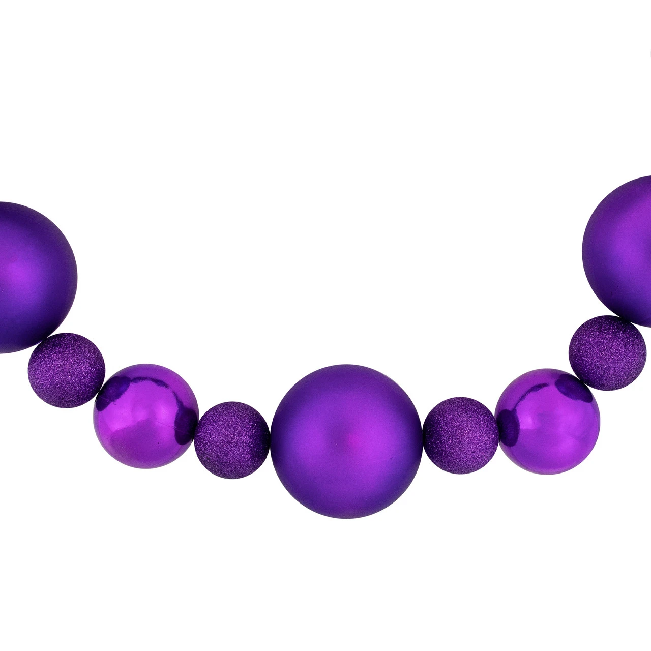 6' Purple Shatterproof Ball 3-Finish Christmas Garland - Image 5