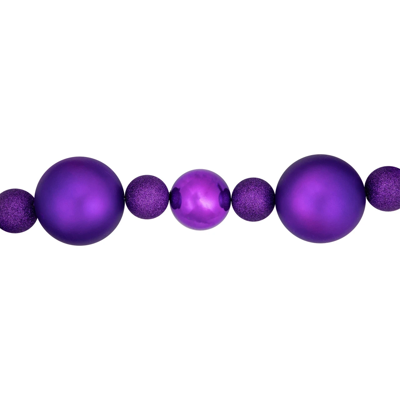 6' Purple Shatterproof Ball 3-Finish Christmas Garland - Image 4