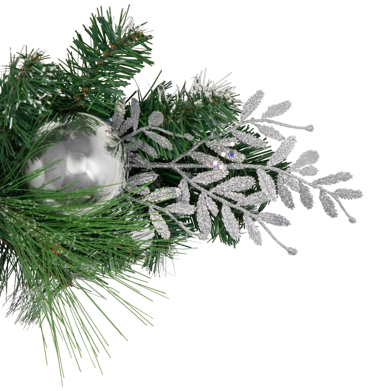 6' Green Pine Needle Garland With Pinecones And Striped Christmas Ornaments, Unlit - Image 4