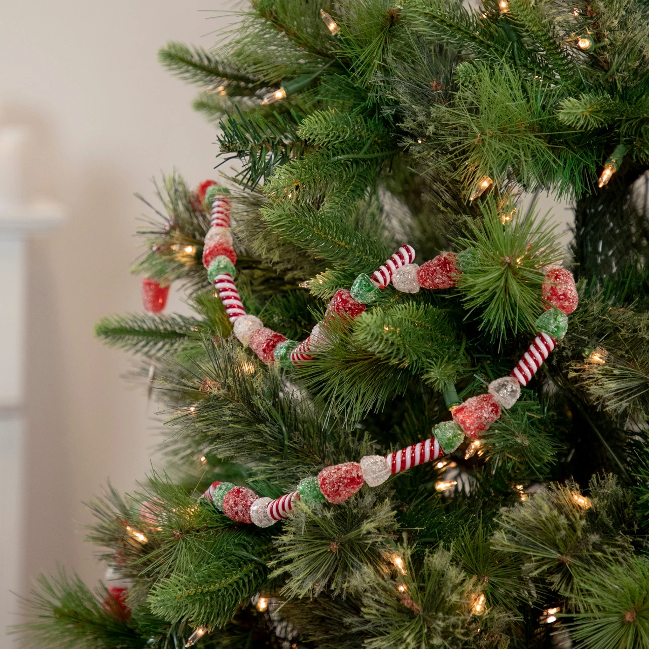 4' Faux Gum Drop Candy And Peppermint Swirls Christmas Garland - Unlit - Image 2