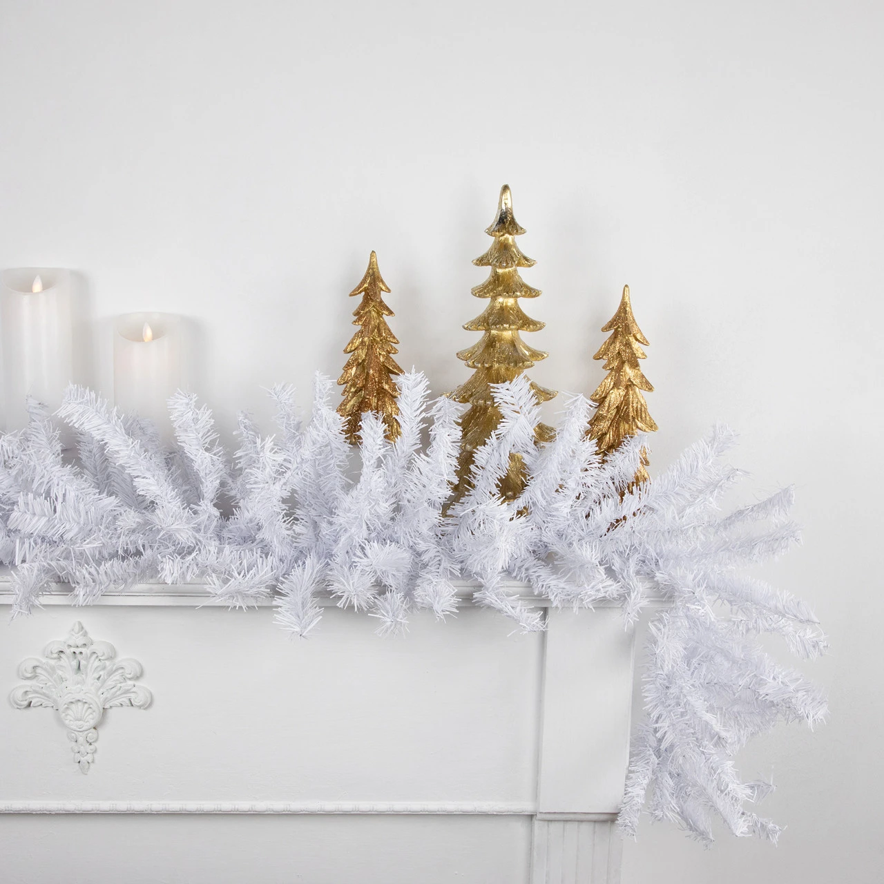 9' X 14" White Canadian Pine Artificial Christmas Garland, Unlit - Image 3