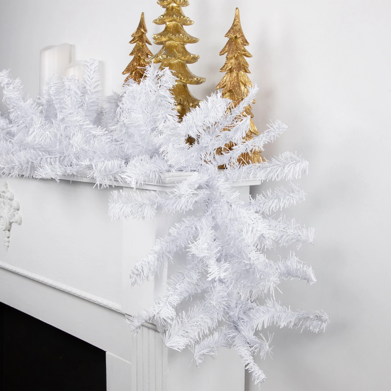 9' X 14" White Canadian Pine Artificial Christmas Garland, Unlit - Image 2