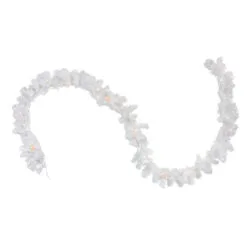 50' X 10" Pre-Lit Commercial Length Snow White Christmas Garland, Clear Lights