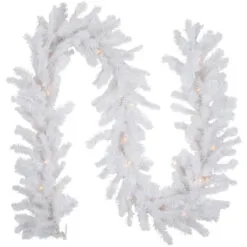 9' X 8" Pre-Lit Snow White Artificial Christmas Garland, Clear Lights