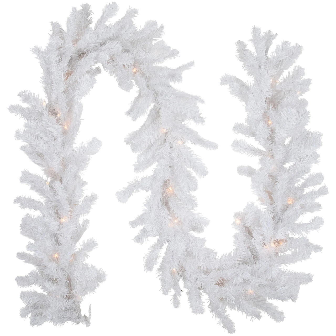 9' X 12" Pre-Lit Snow White Artificial Christmas Garland, Clear Lights