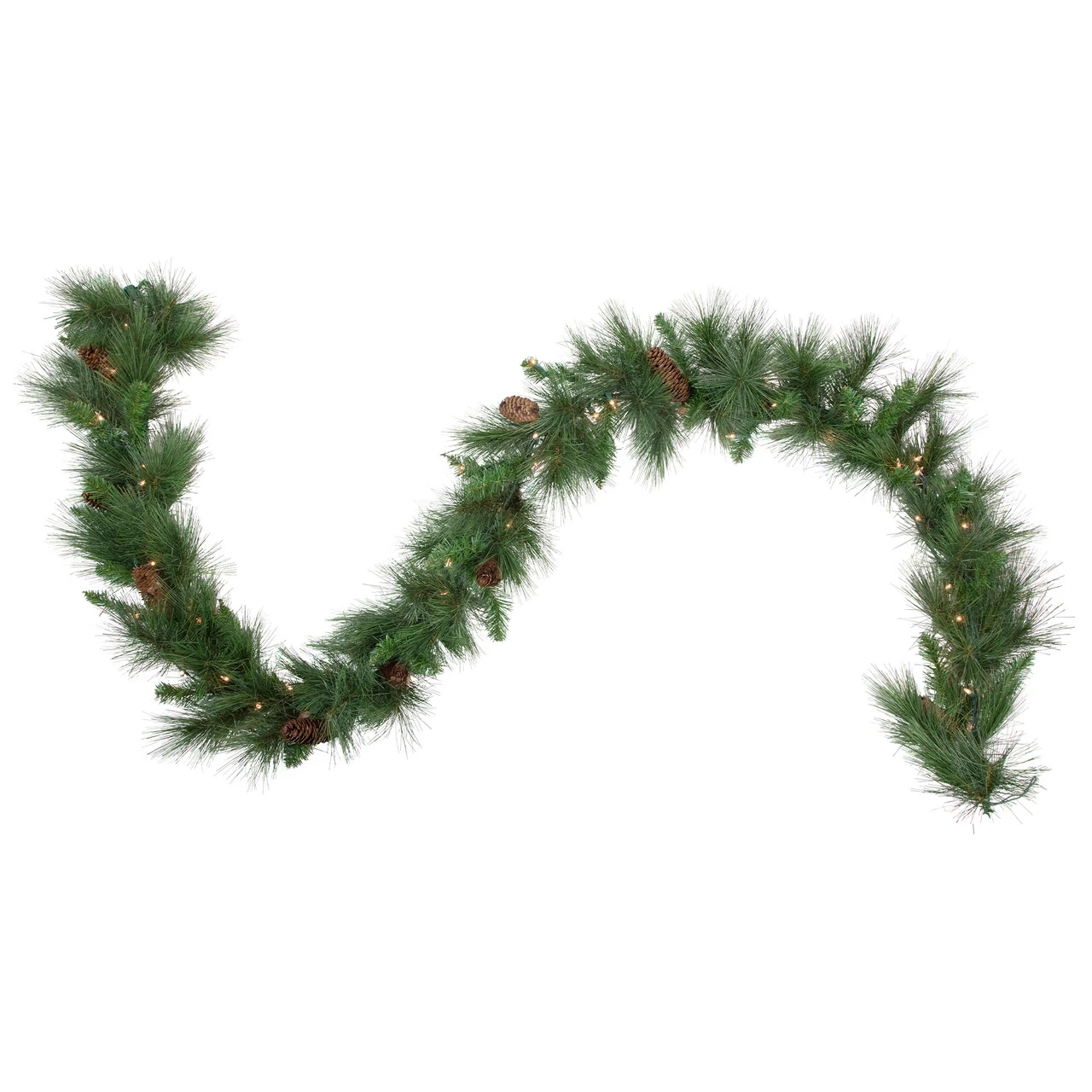 9' X 12" Pre-Lit White Valley Pine Needle Artificial Christmas Garland, Clear Lights