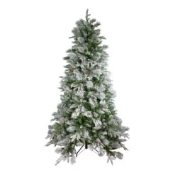 6.5' Flocked Rosemary Emerald Angel Pine Artificial Christmas Tree, Unlit