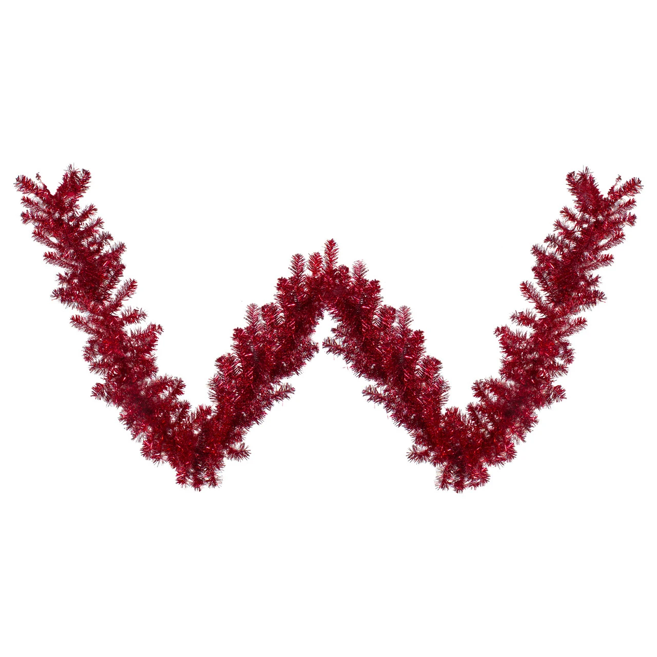 9' X 12" Metallic Red Tinsel Artificial Christmas Garland, Unlit