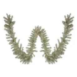 9 X 12 Pre-lit Metallic Sterling Silver Artificial Christmas Tinsel Garland - Clear Lights