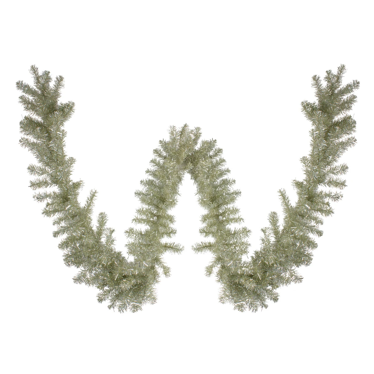 9 X 12 Pre-lit Metallic Sterling Silver Artificial Christmas Tinsel Garland - Clear Lights