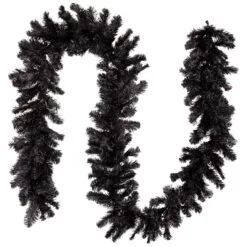 9' X 10" Black Colorado Spruce Artificial Halloween Garland - Unlit