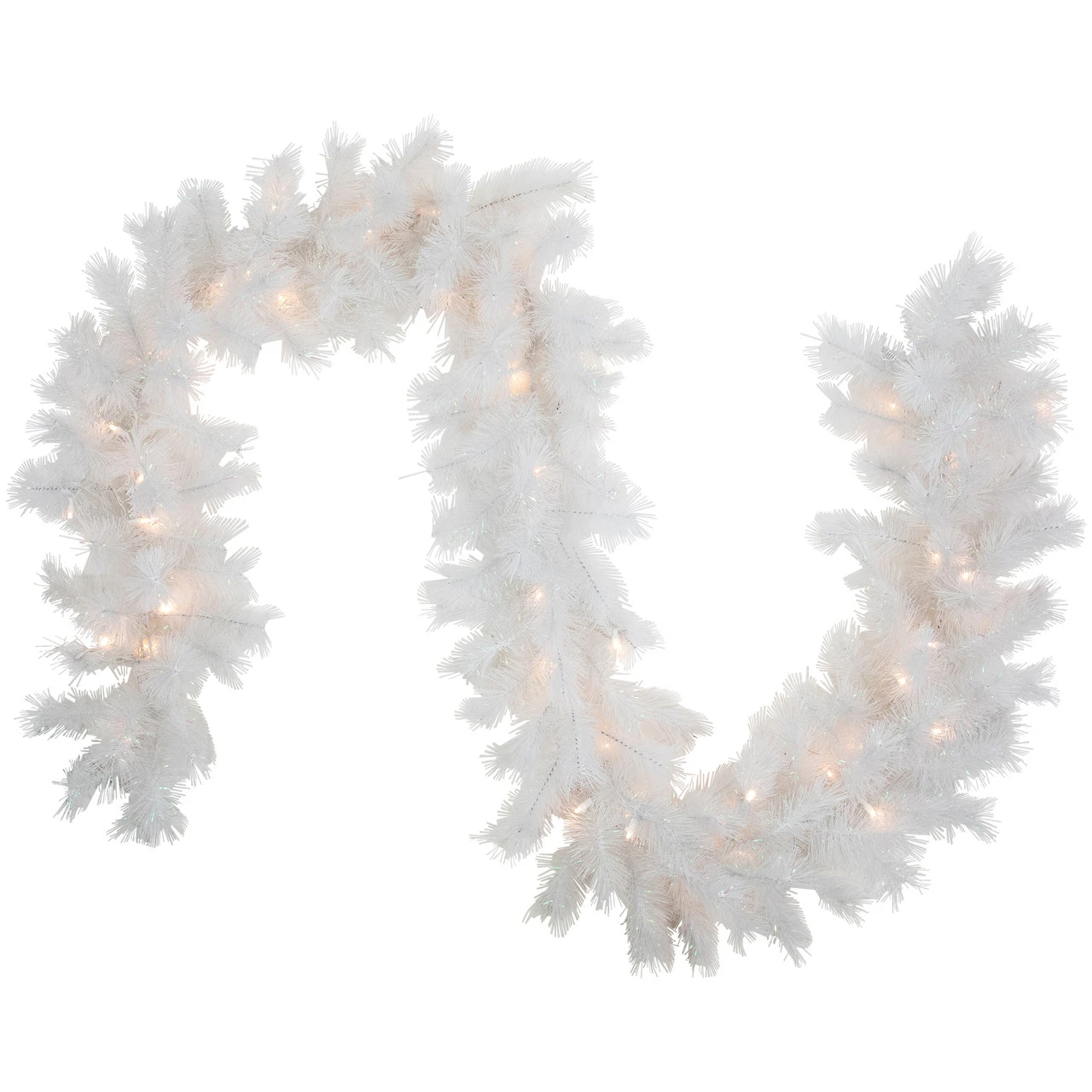 9' X 14" Pre-Lit White Alaskan Pine Artificial Christmas Garland, Warm White LED Lights