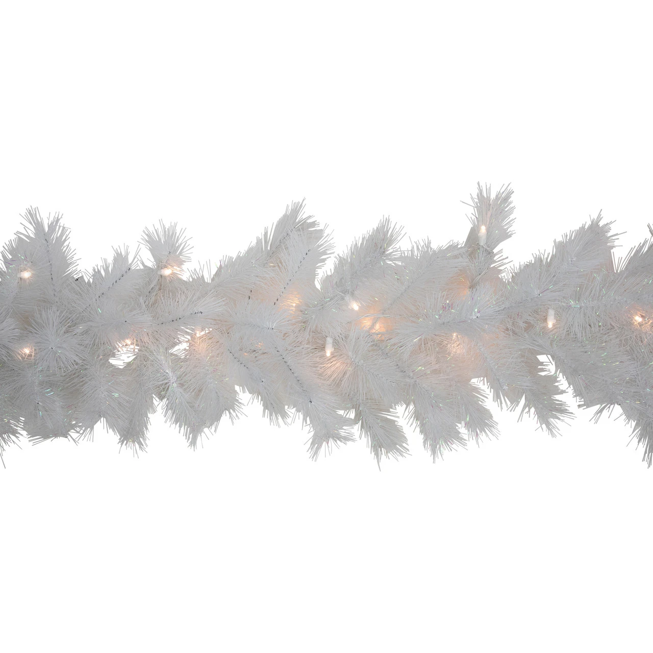 9' X 14" Pre-Lit White Alaskan Pine Artificial Christmas Garland, Warm White LED Lights - Image 7
