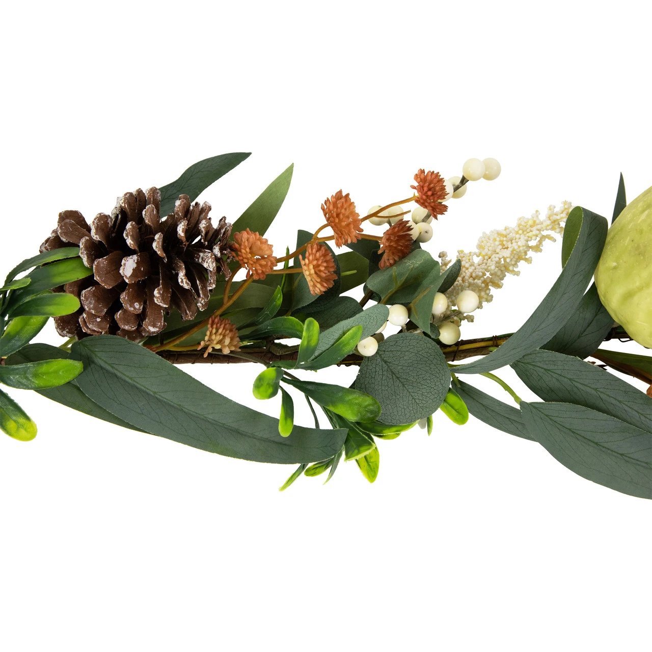 5' X 6" Green Gourds And Foliage Artificial Fall Harvest Garland - Unlit - Image 6