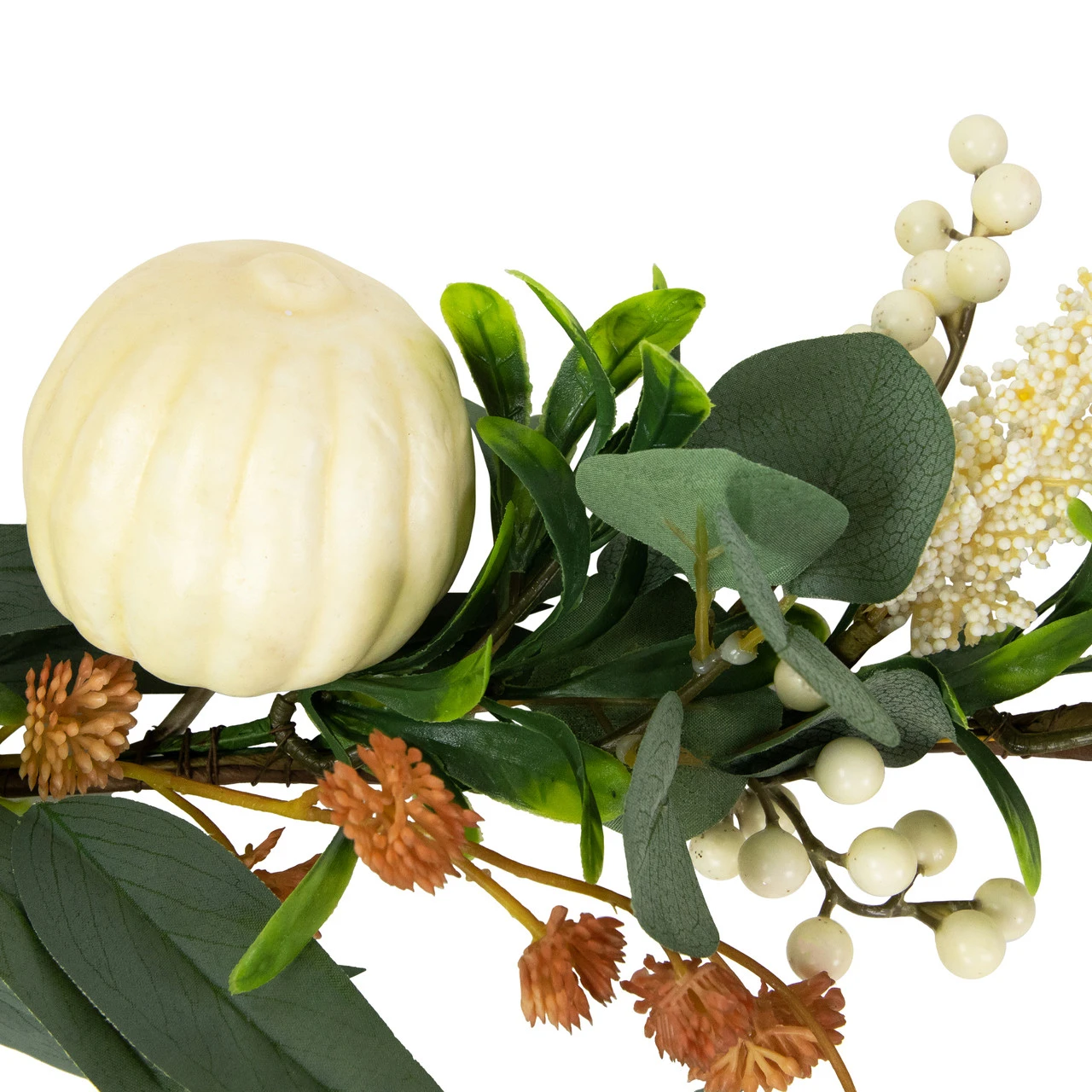 5' X 6" Green Gourds And Foliage Artificial Fall Harvest Garland - Unlit - Image 7