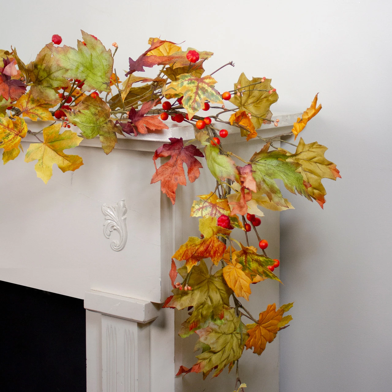 5' X 6" Leaves And Berries Artificial Thanksgiving Garland - Unlit - Image 2