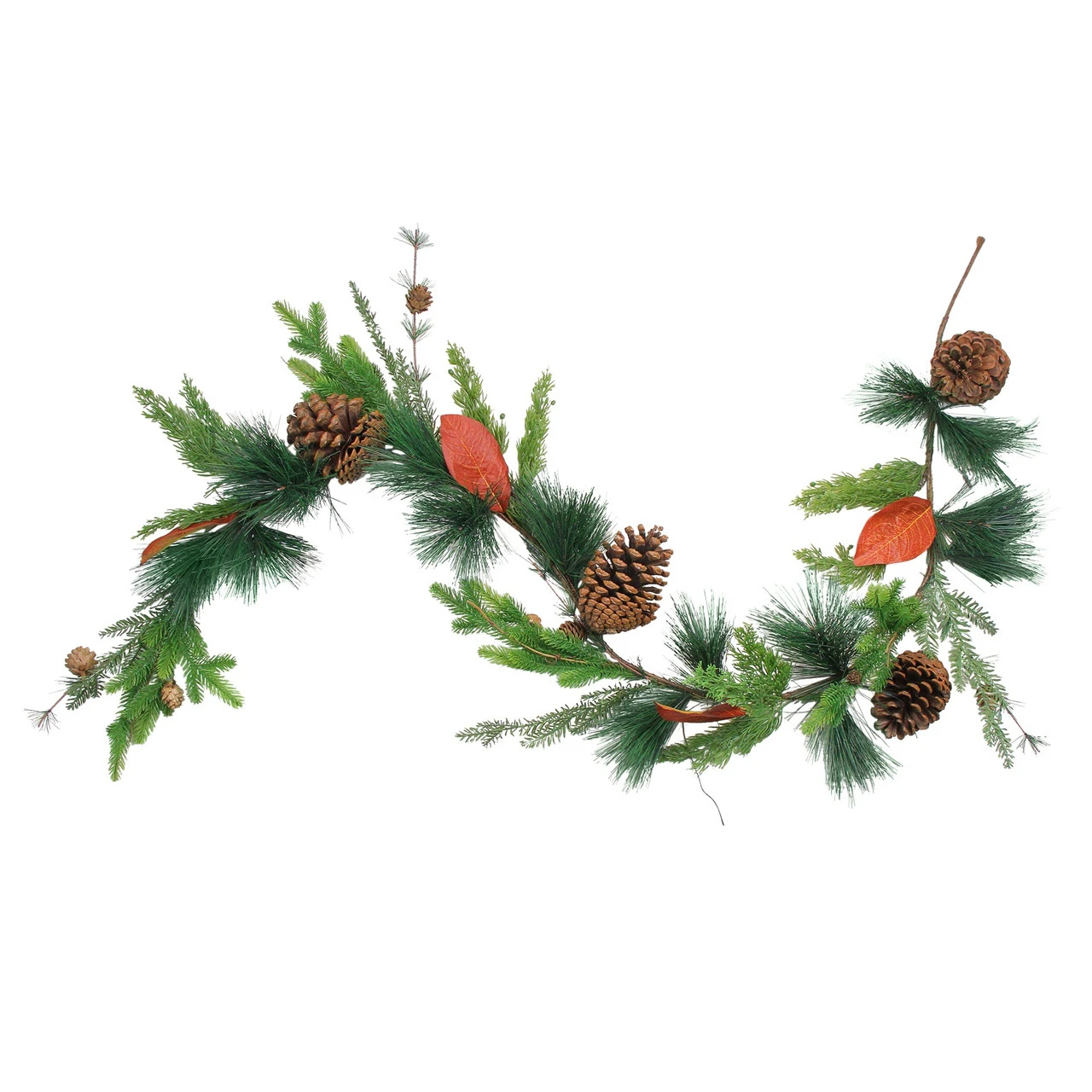 5' X 5" Green And Brown Pine Cones Artificial Christmas Garland - Unlit - Image 2