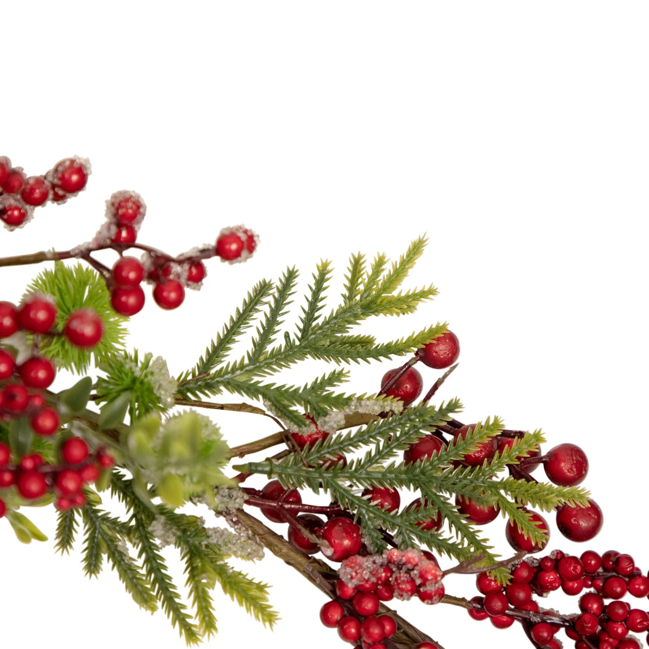 5' X 8" Frosted Pine And Red Berry Christmas Garland - Unlit - Image 3