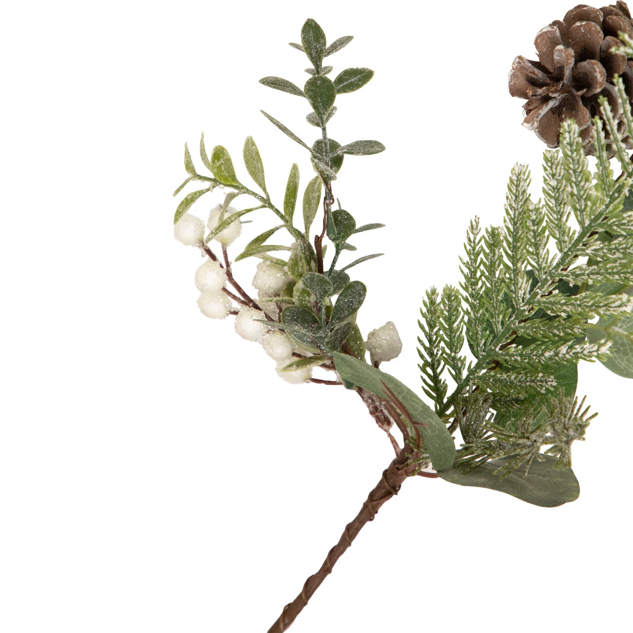 5' White Berry, Eucalyptus And Pinecone Christmas Garland - Unlit - Image 3