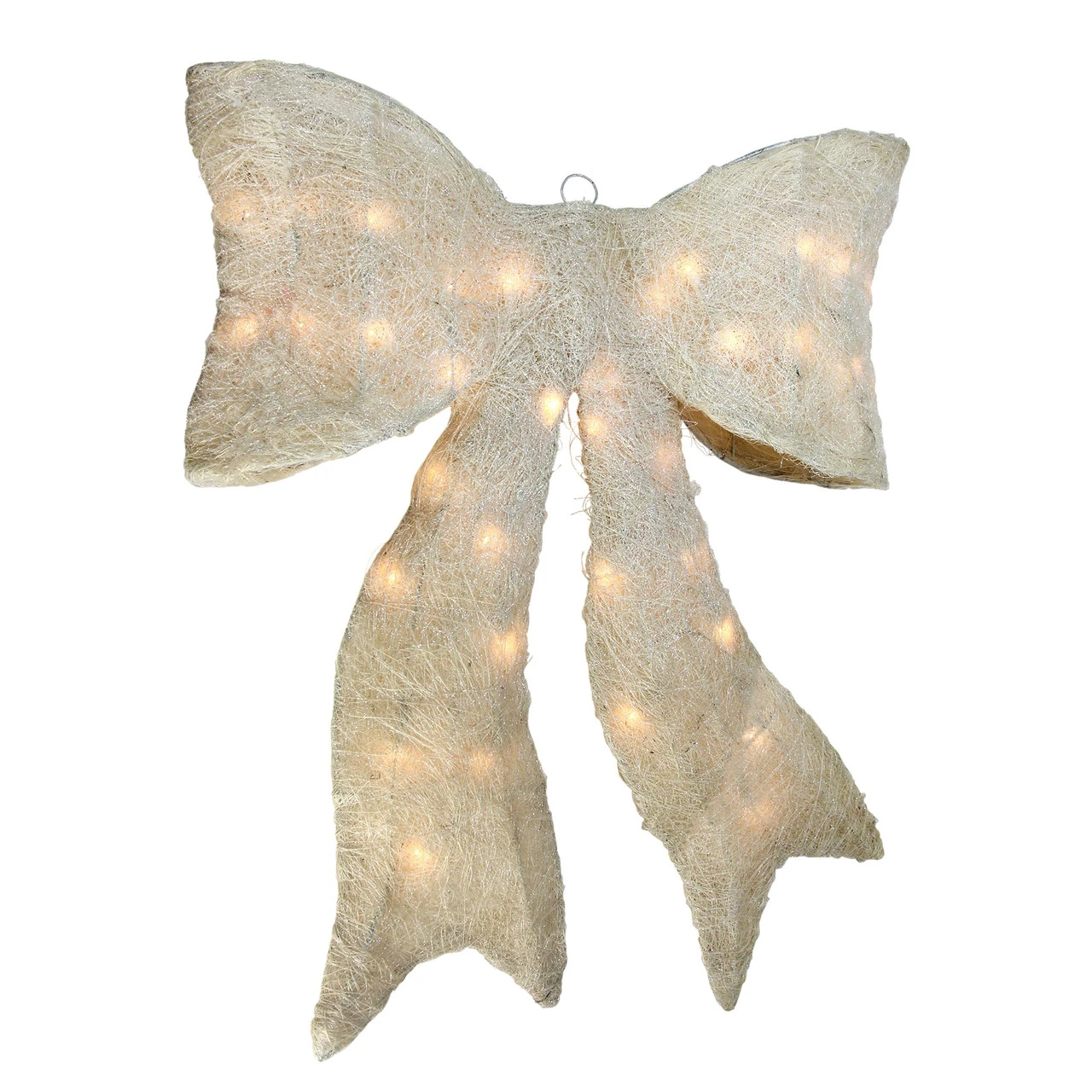 24" Sparkling Cream Lighted Bow Christmas Window Silhouette Decoration - Image 2