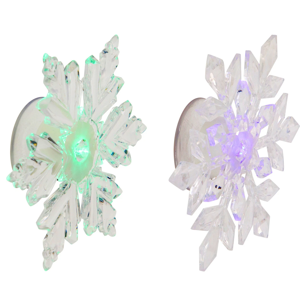 Set Of 2 LED Lighted Icy Crystal Snowflake Christmas Window Decorations 5.5" - Image 3