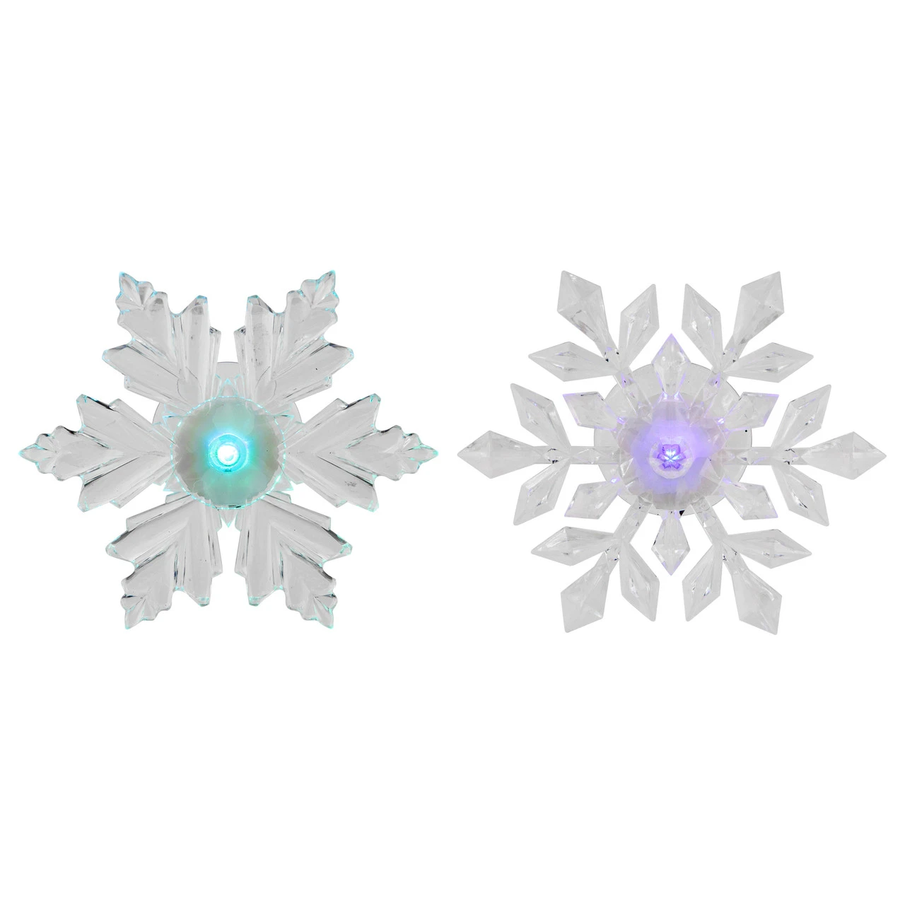 Set Of 2 LED Lighted Icy Crystal Snowflake Christmas Window Decorations 5.5" - Image 2