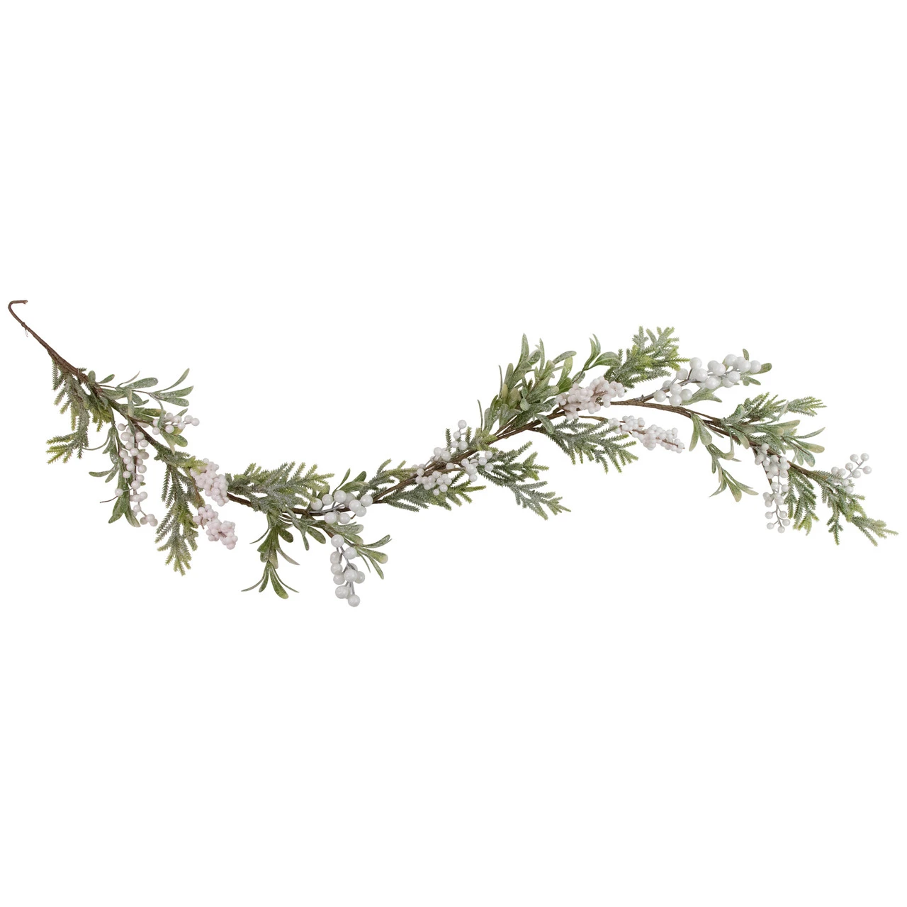 5' X 7" Artificial Christmas Garland With Frosted Foliage And Berries, Unlit