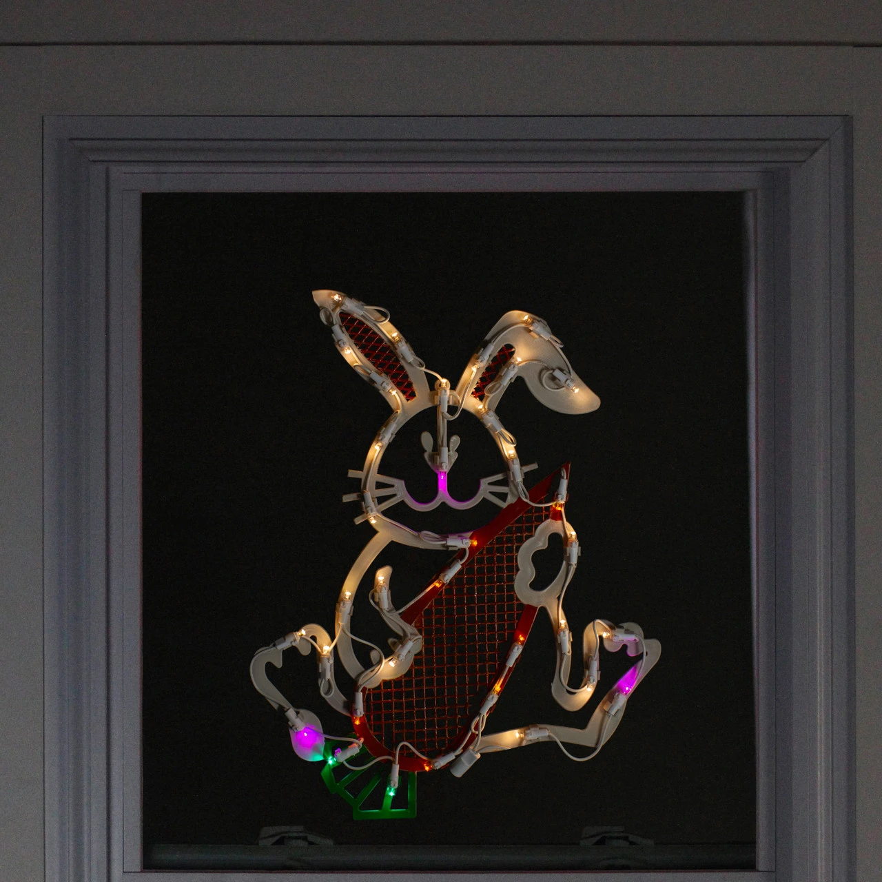 17" White LED Lighted Easter Bunny Rabbit Spring Window Silhouette - Image 3