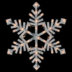 15.5" White Lighted Snowflake Christmas Outdoor Window Silhouette