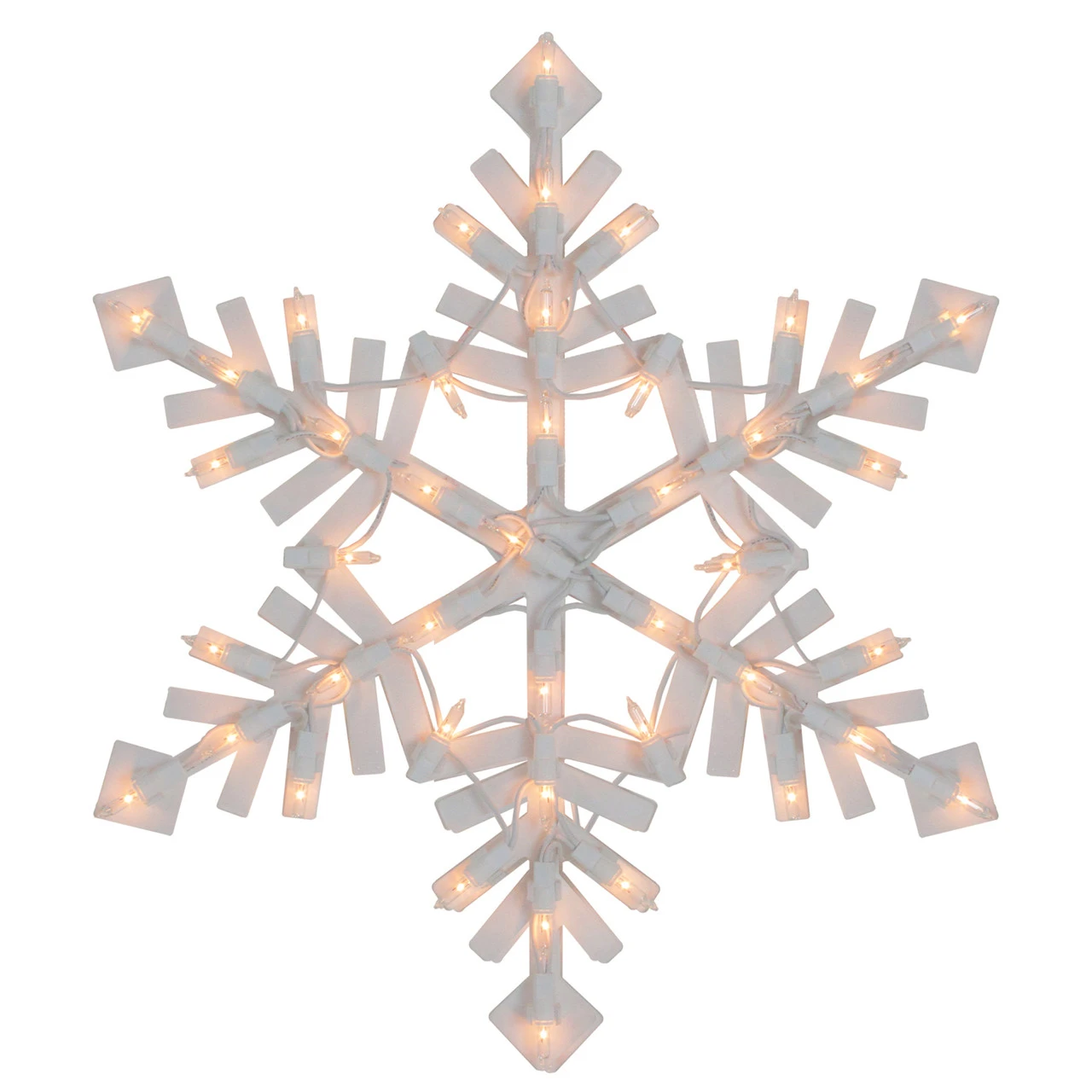 15.5" White Lighted Snowflake Christmas Outdoor Window Silhouette - Image 2