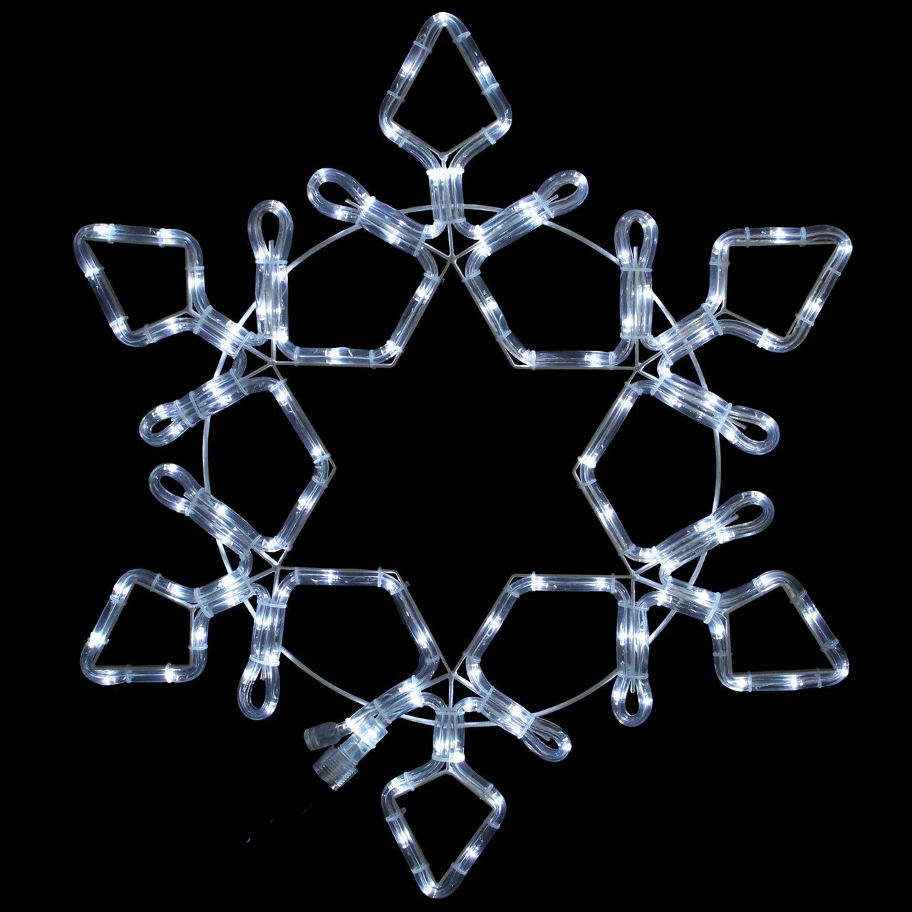 24" White Commercial Size LED Rope Light Snowflake Christmas Decoration