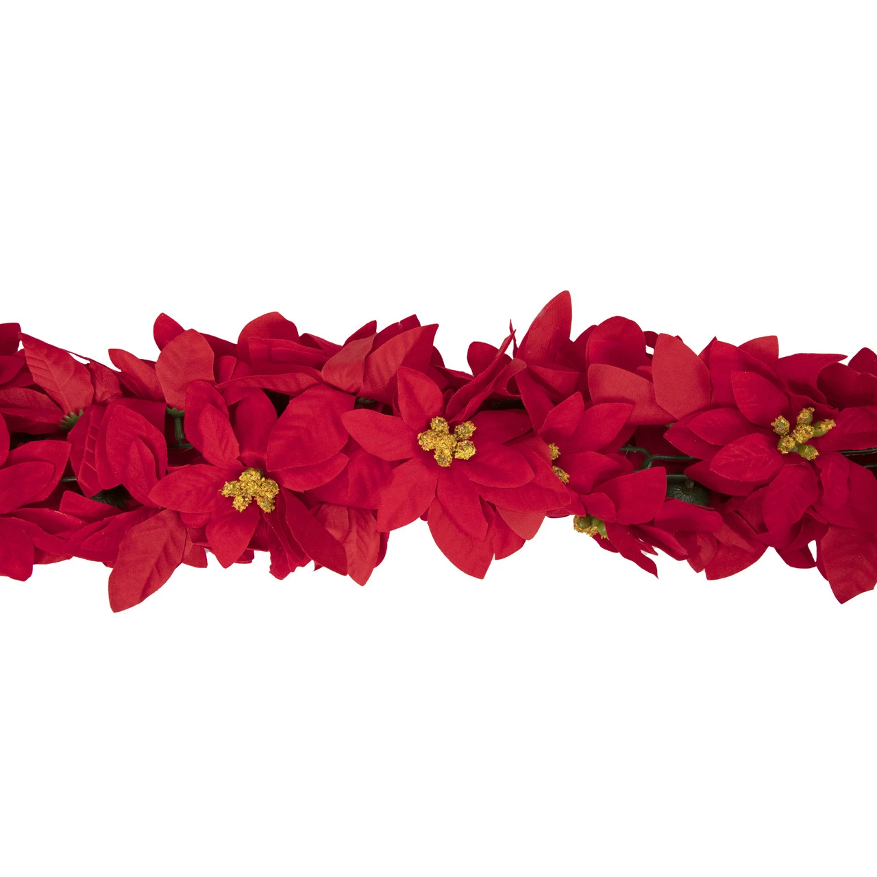 6' X 3" Red Artificial Poinsettia Floral Christmas Garland - Unlit - Image 4