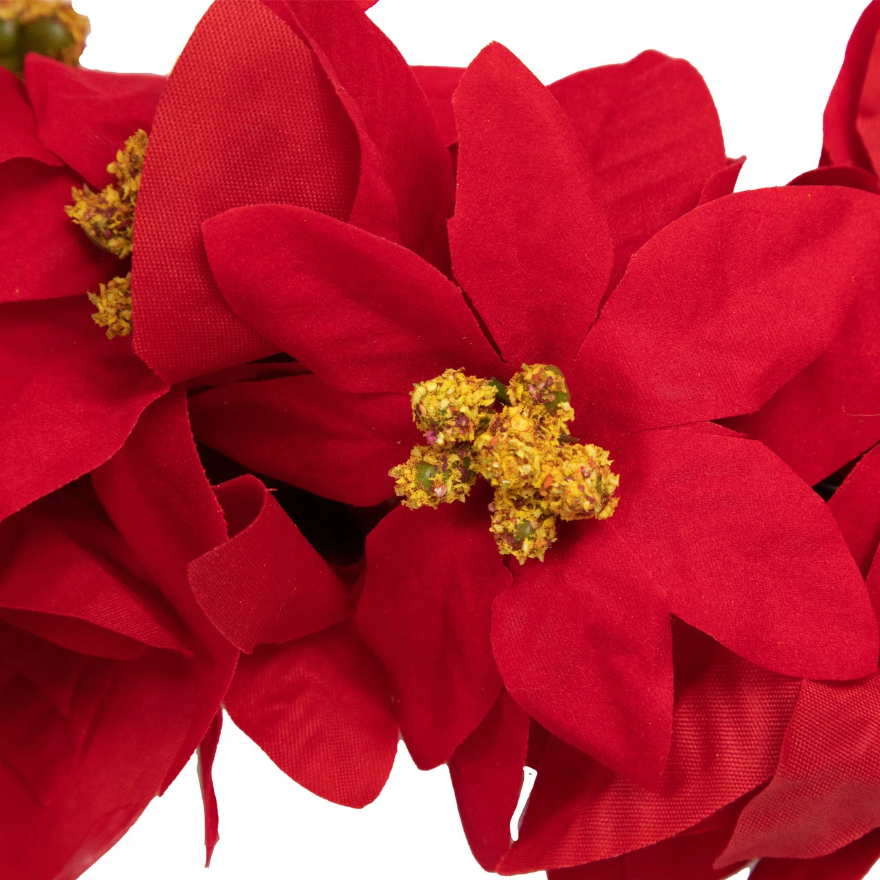 6' X 3" Red Artificial Poinsettia Floral Christmas Garland - Unlit - Image 5