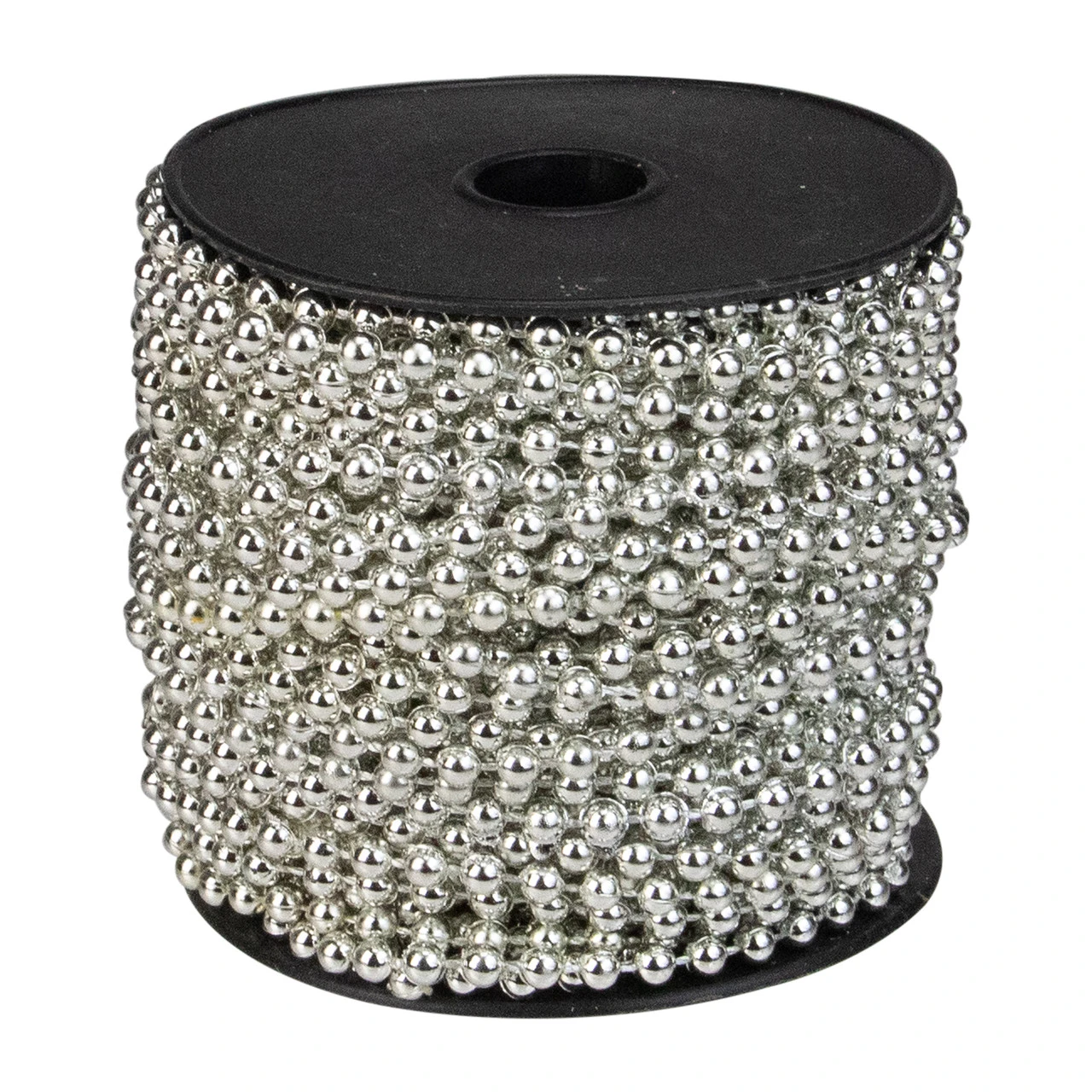 66' X 4mm Metallic Silver Beaded Artificial Christmas Garland - Unlit - Image 2