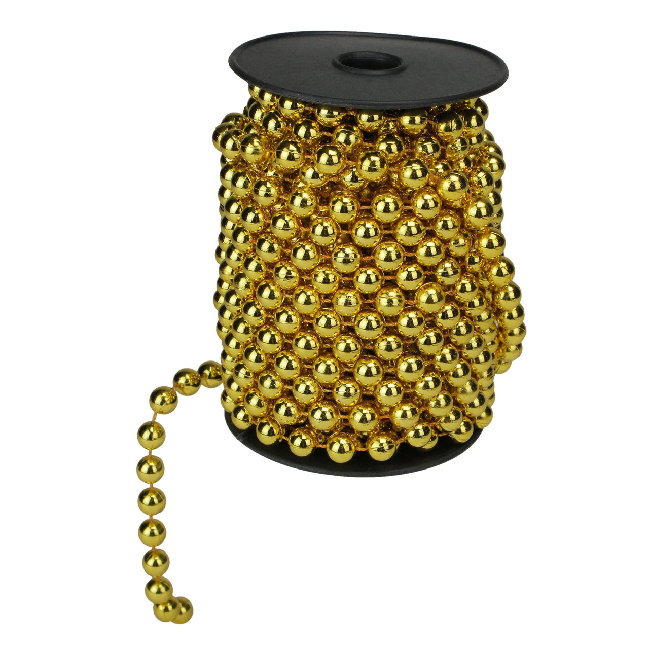 33ft X 10mm Shiny Gold Round Beaded Christmas Garland - Image 2