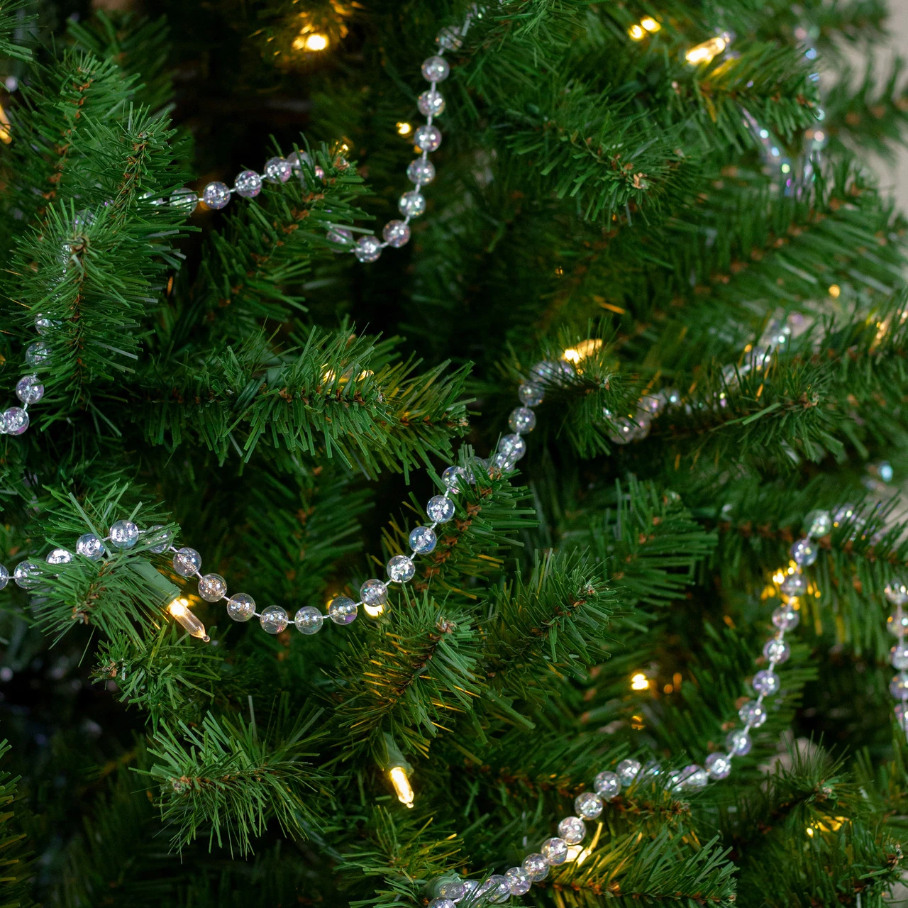33' X .5"Clear Iridescent Beaded Artificial Christmas Garland, Unlit - Image 3