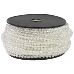 100' X 0.25" Clear Iridescent Beaded Artificial Christmas Garland, Unlit