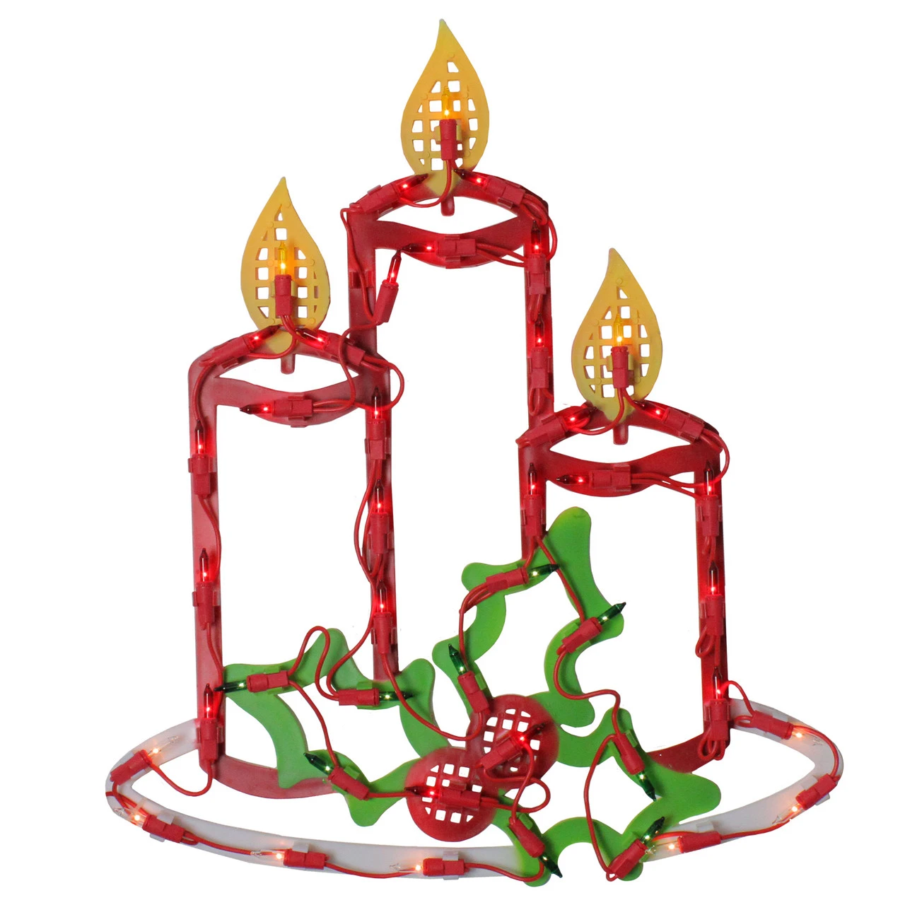 16.5" Lighted Candles With Holly And Berry Christmas Window Silhouette - Image 2