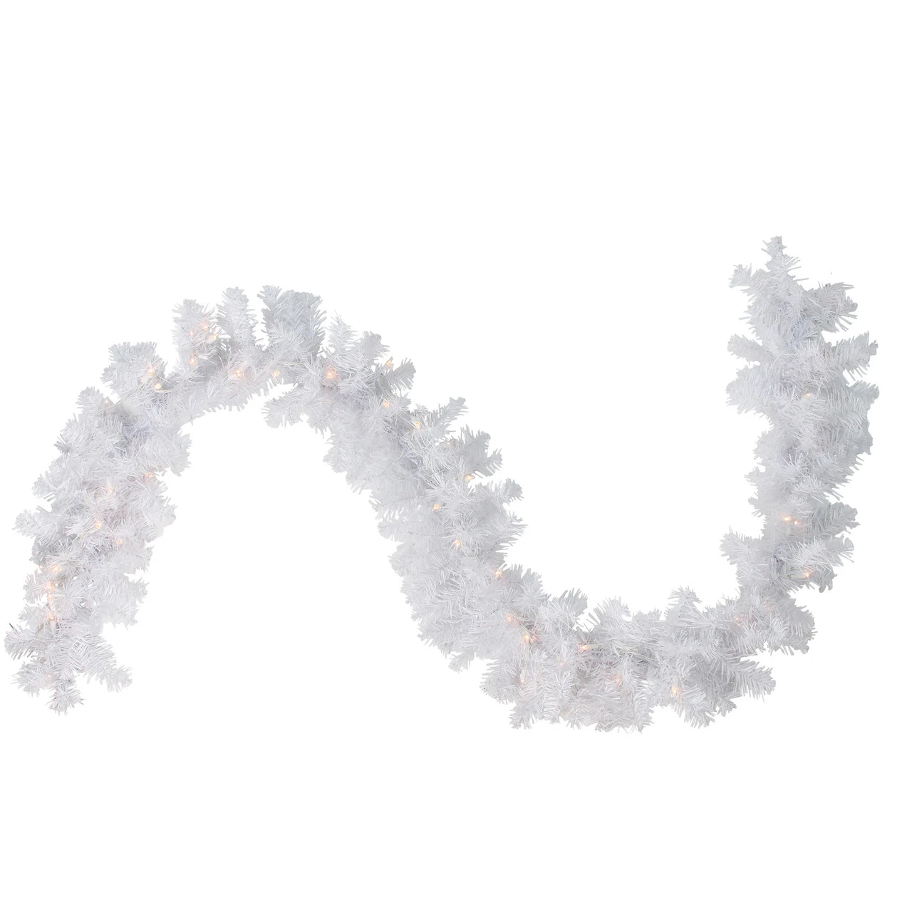 9' X 12" Pre-Lit White Crystal Spruce Artificial Christmas Garland - Clear Dura Lights - Image 2
