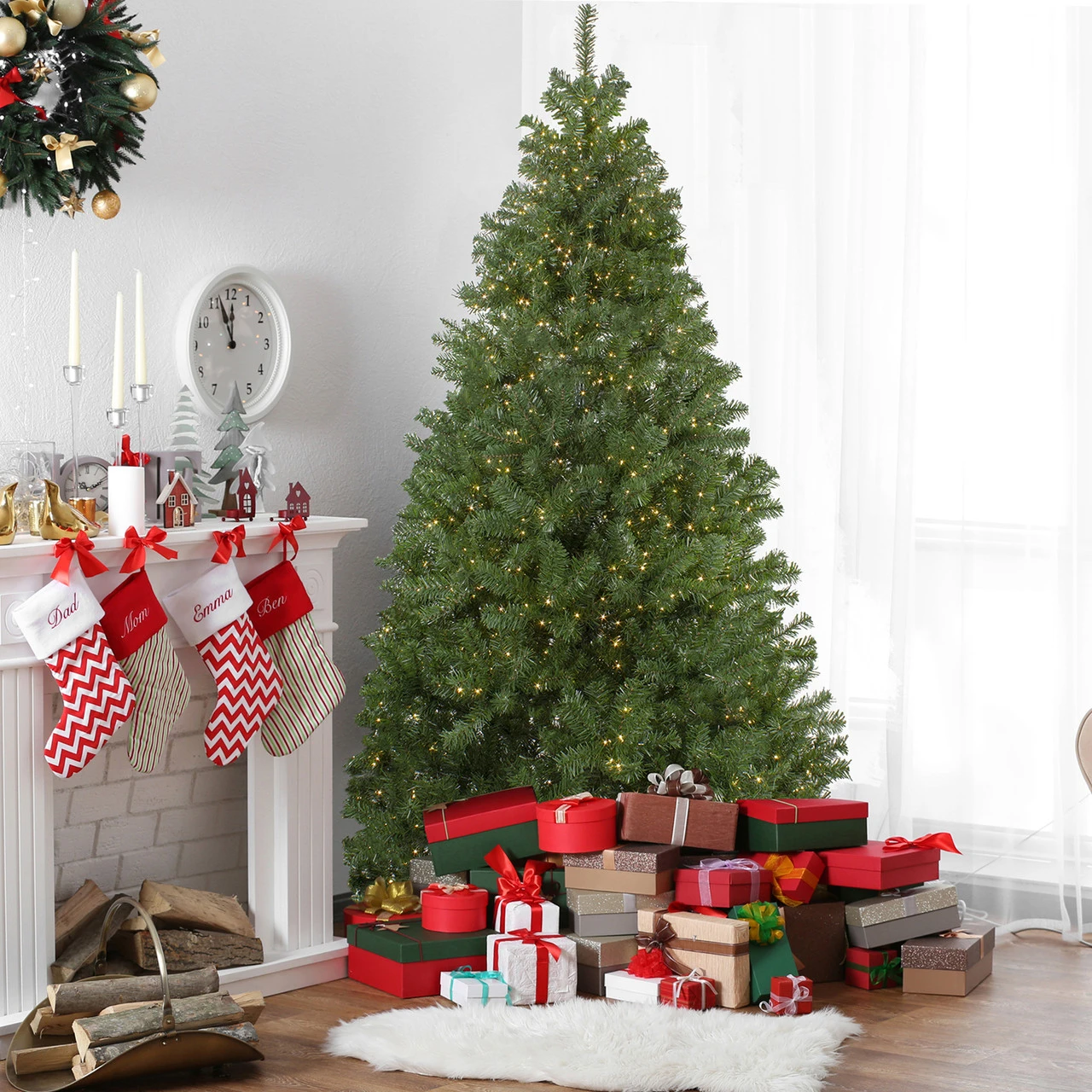7.5' Pre-lit Medium Deer River Spruce LED Artificial Christmas Tree - Warm White Lights - Image 2