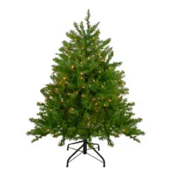 4' Pre-Lit Full Northern Pine Artificial Christmas Tree, Clear Lights