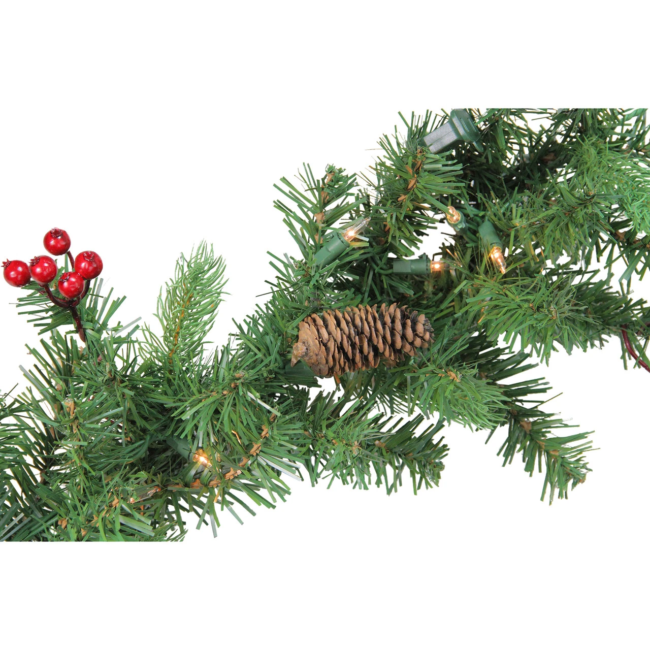 9' X 10" Pre-Lit Noble Fir With Berries Artificial Christmas Garland - Clear Lights - Image 2