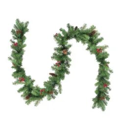 9' X 10" Noble Fir With Berries Artificial Christmas Garland - Unlit