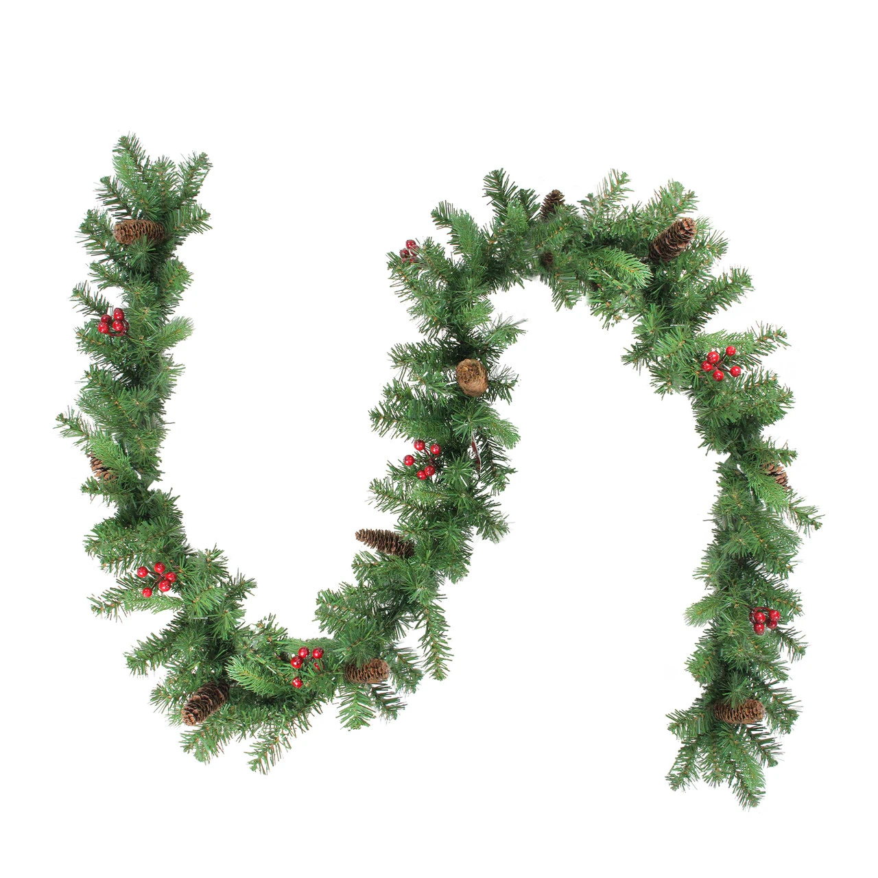 25' X 12" Noble Fir Commercial Christmas Garland With Berries, Unlit