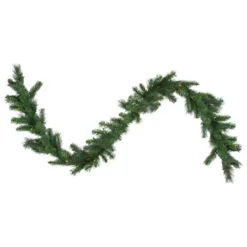 9' X 12" Green Pre-Lit Beaver Pine Artificial Christmas Garland, Clear Lights