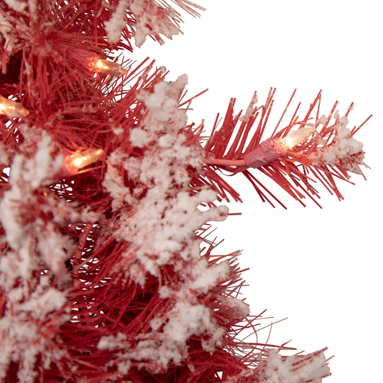 9' X 12" Pre-lit Flocked Red Pine Artificial Christmas Garland, Clear Lights - Image 2